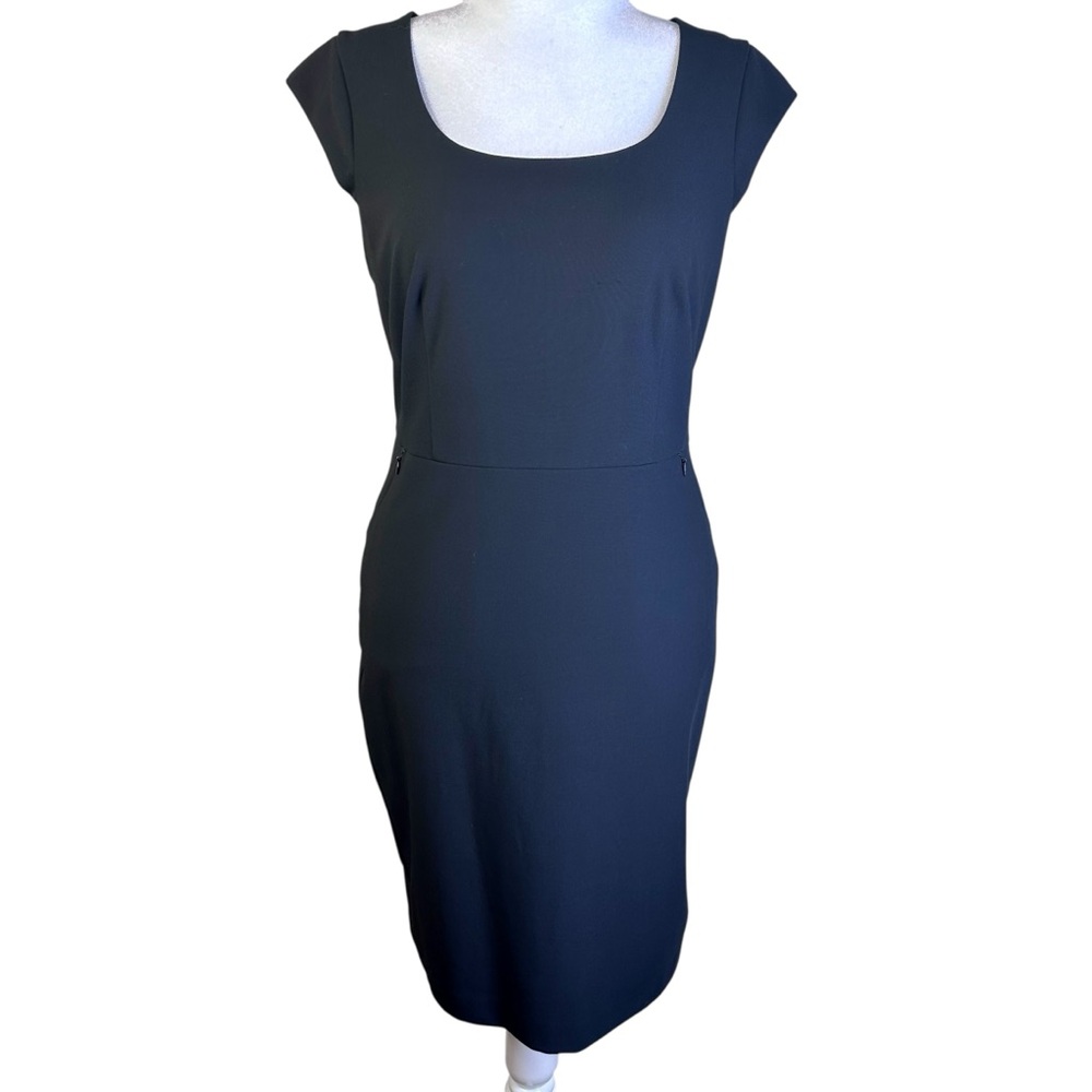 Ann Taylor Black Midi Dress with Cap Sleeves Size 10 - Picture 3 of 13